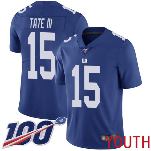 Youth New York Giants #15 Golden Tate III Royal Blue Team Color Vapor Untouchable Limited Player 100th Season Football NFL Jersey->youth nfl jersey->Youth Jersey